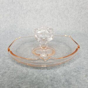 Pink Depression Glass Candy Trinket Dish With Handle